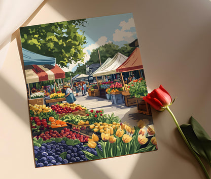 Affiche Marché Fermier du Delaware – Poster Scène de Produits Locaux