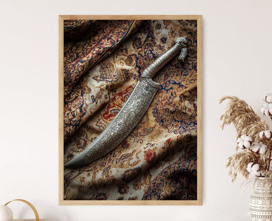 Affiche Kirpan Sikh – Impression Artistique sur Textile Indien