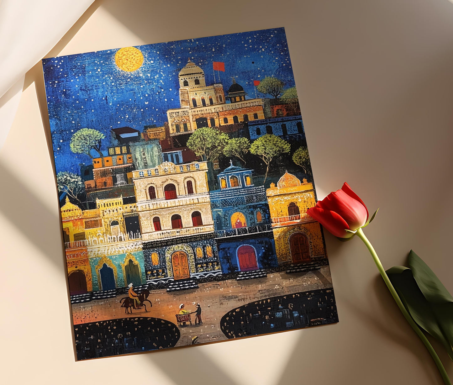 Affiche Indore – Poster Silhouette du Palais Rajwada au Crépuscule