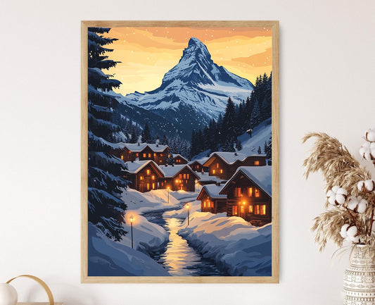 Affiche Alpes Suisses – Poster Décor Paysage Montagne Zermatt Évasion Cozy