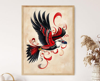 Affiche Aigle Royal Haida – Poster Art Tribal, Symbole de Liberté