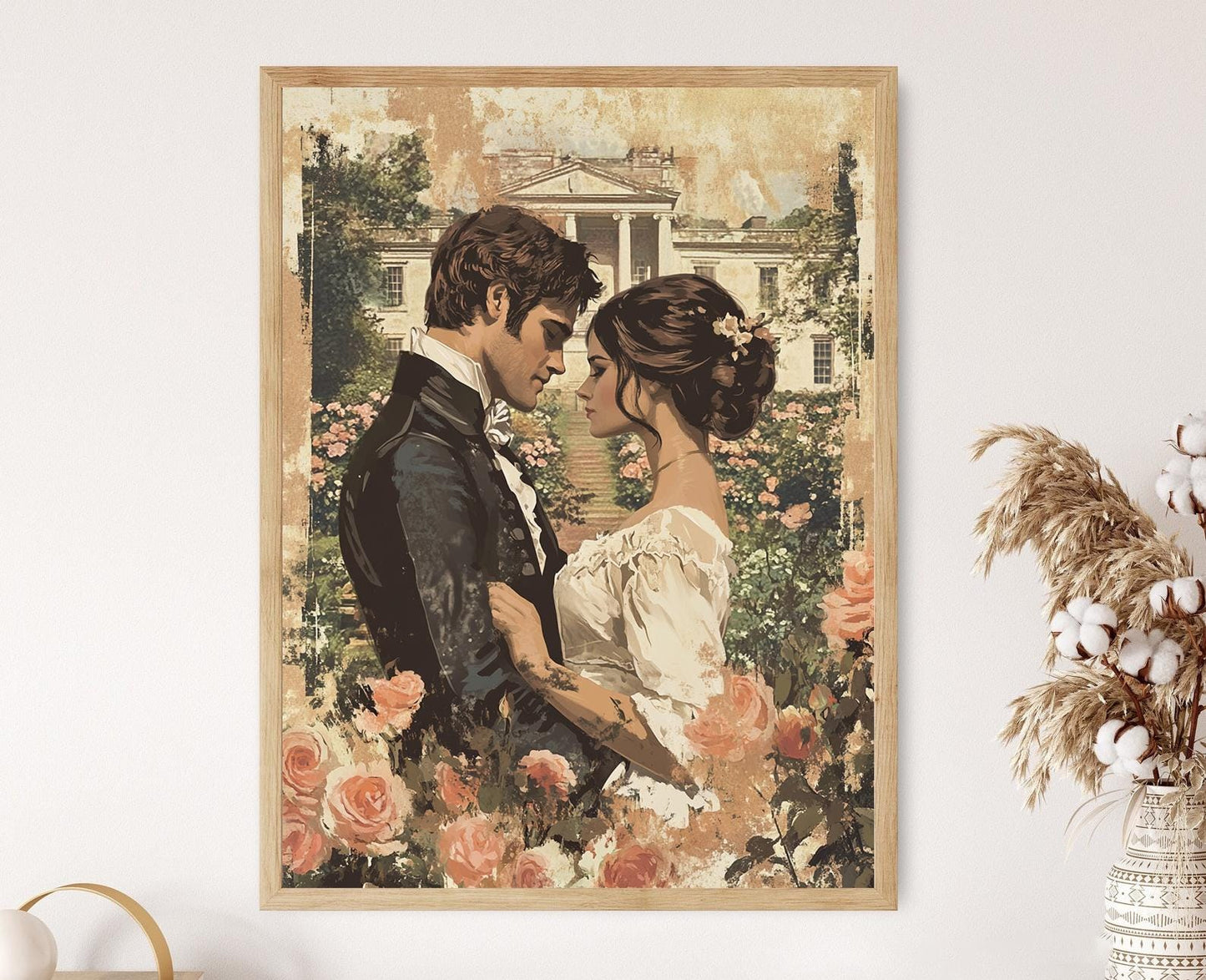 Affiche Orgueil et Préjugés – Poster Elizabeth Bennet et Mr. Darcy dans le jardin romantique