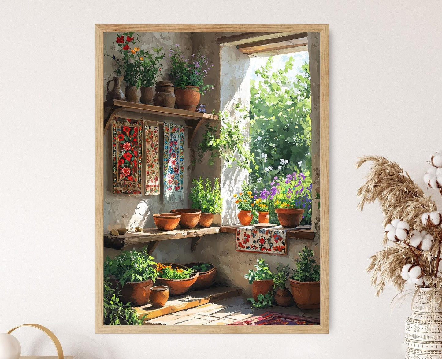 Affiche Cuisine Rustique Azérie – Poster Art avec Textiles Brodés de Sheki