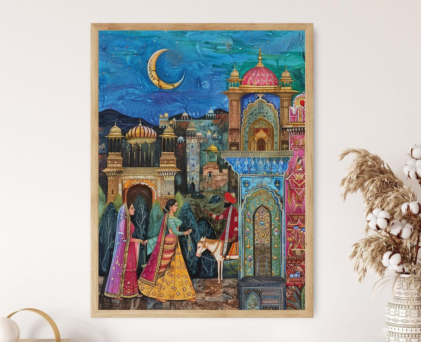 Affiche Indienne Rajasthani – Impression Peinte, Décor Éclatant pour Mur