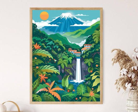 Affiche Baños Équateur – Poster Art Vectorielle Chutes d'Eau & Sources Thermales