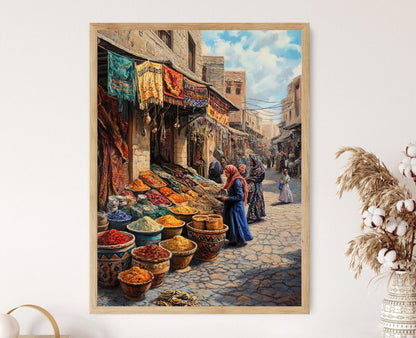 Affiche Souk de Sulaymaniyah – Poster Artisanat Kurde et Tissus Woven