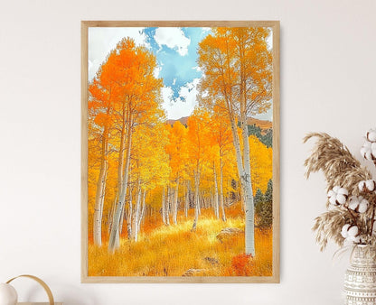 Affiche Automne Aspen – Impression artistique d'arbres vibrants