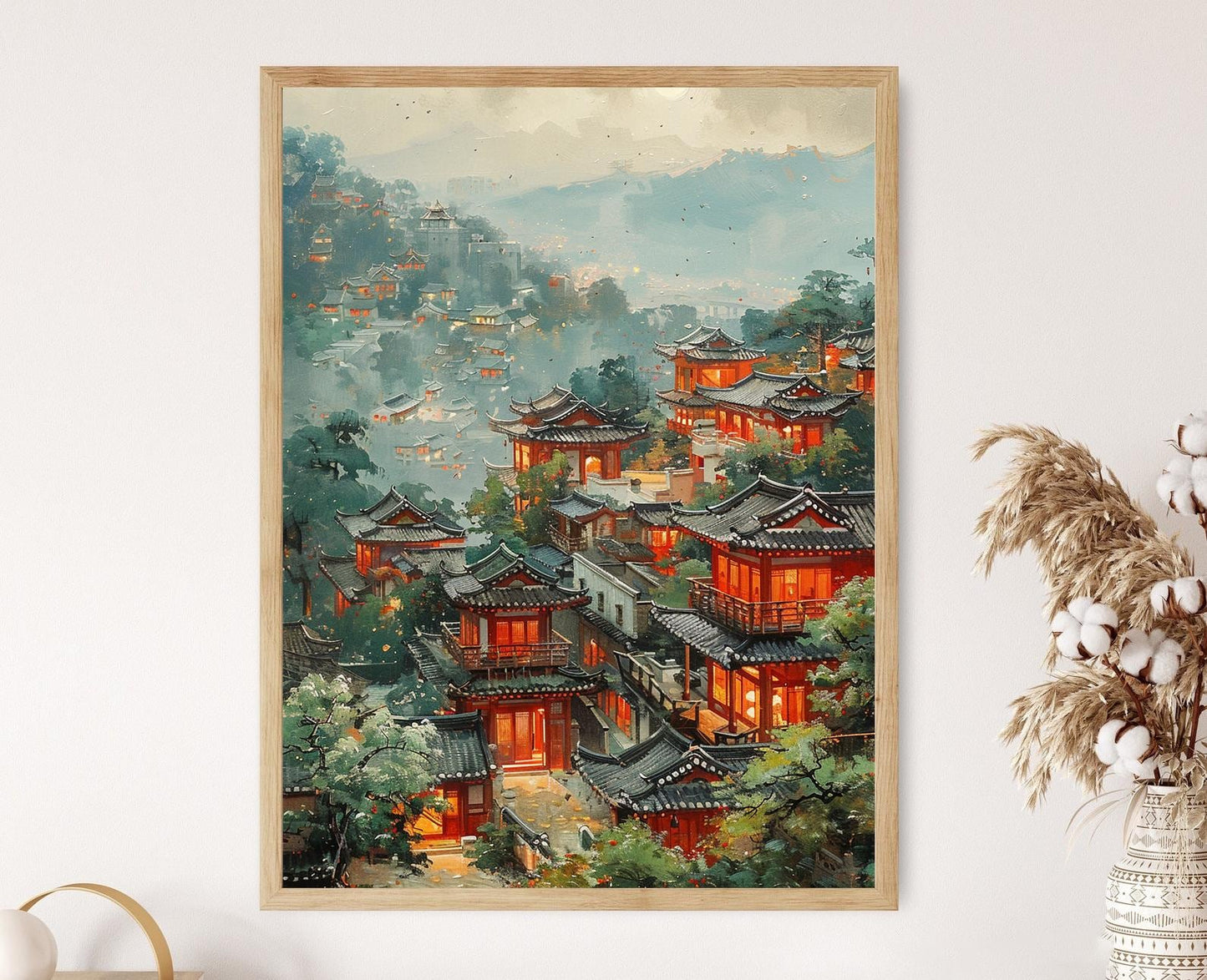 Affiche Paysage Urbain Coréen – Poster Harmonisant Tradition et Modernité