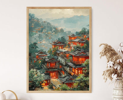 Affiche Paysage Urbain Coréen – Poster Harmonisant Tradition et Modernité