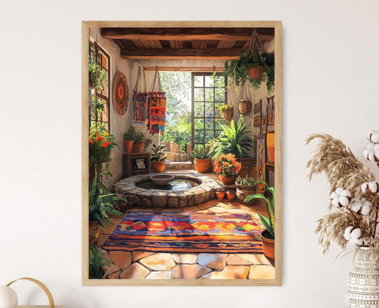 Affiche Artisanale Chilienne – Poster Textiles et Poterie Mapuche