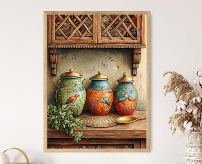 Affiche Matka Indienne – Impression Art Gond pour Déco Cuisine Rustique