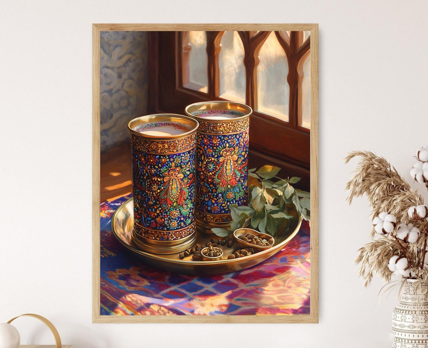 Affiche Lassi en Lait de Laiton – Décor de Cuisine Rajasthani Meenakari