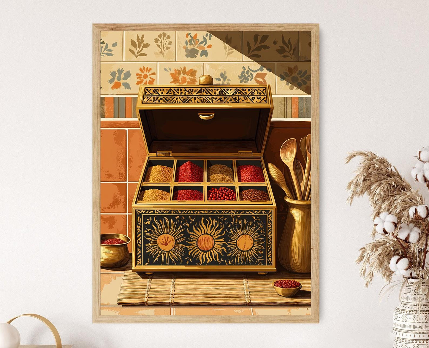 Affiche Masala Dabba Indienne – Poster Art Warli pour la Cuisine