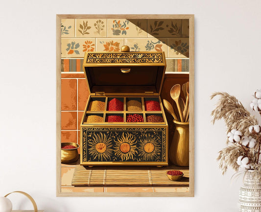 Affiche Masala Dabba Indienne – Poster Art Warli pour la Cuisine