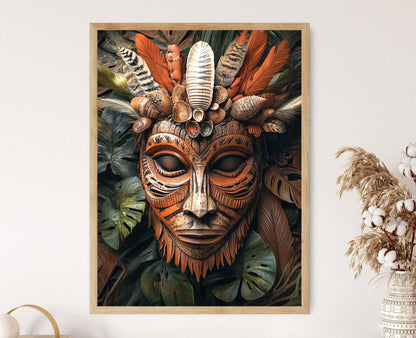 Affiche Masque Esprit Sepik – Poster Art en Bois de Papouasie-Nouvelle-Guinée