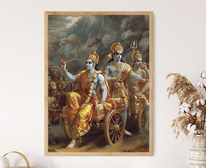 Affiche Bhagavad Gita – Art Sacré Intriqué, Décor Spirituel Unique