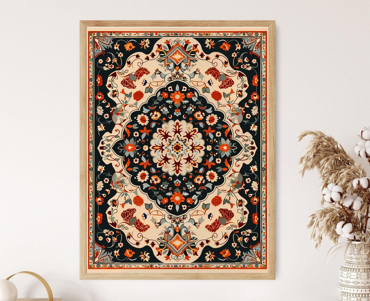 Affiche Tapis Persan – Poster Imprimé Floral et Géométrique Élégant