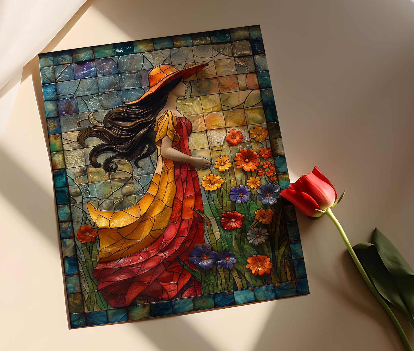 Affiche Femme Talavera – Poster Art Mexicaine, Design Floral Coloré