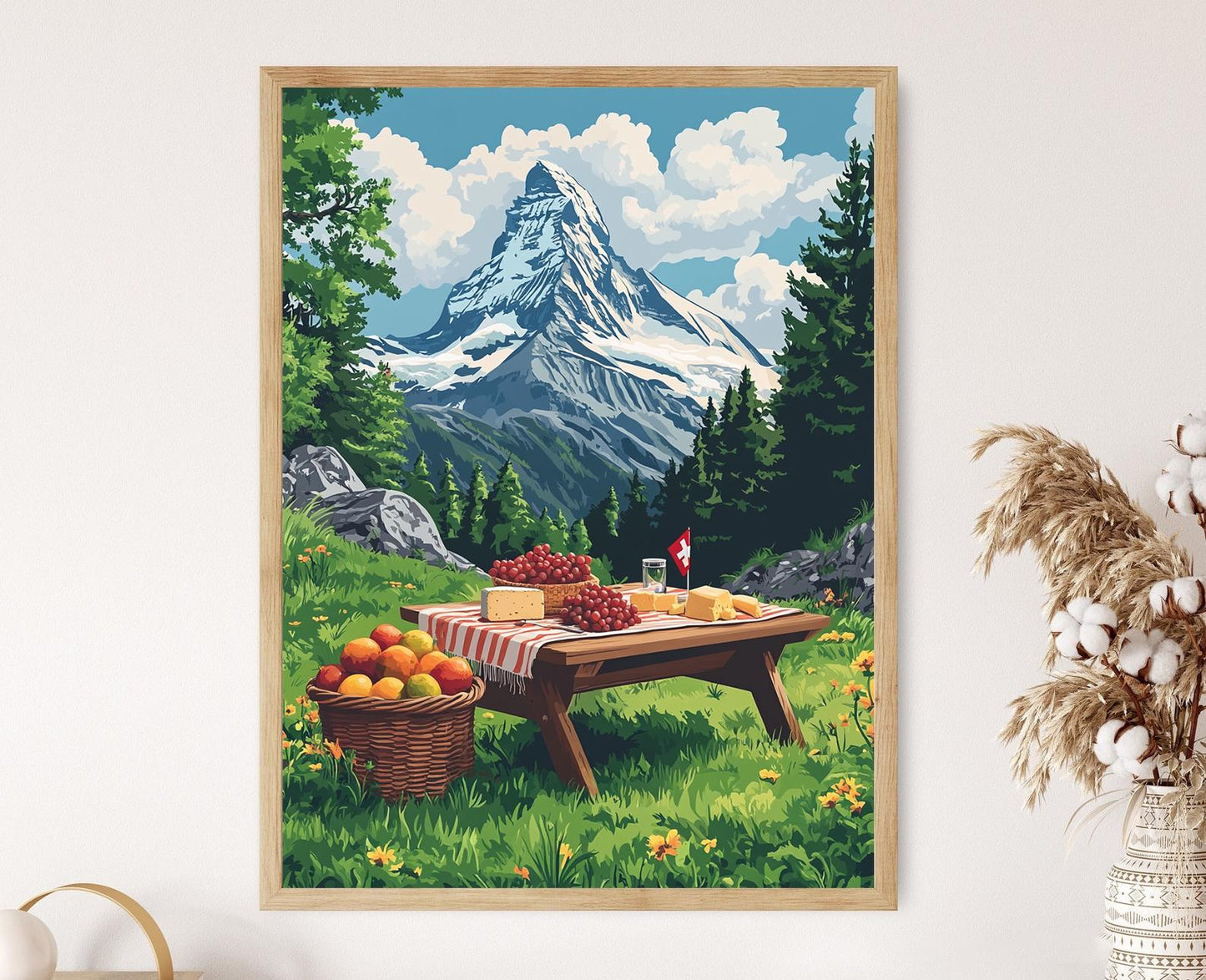 Affiche Montagnes Suisses – Poster Art Print de Pique-nique en Plein Air