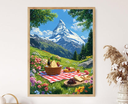 Affiche Alpes Suisses – Poster Art de Pique-nique Matterhorn