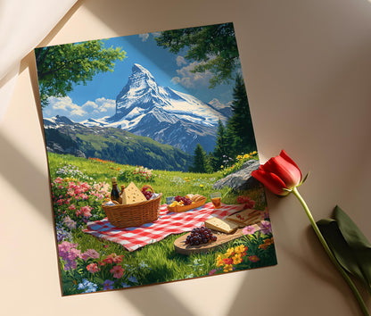 Affiche Alpes Suisses – Poster Art de Pique-nique Matterhorn
