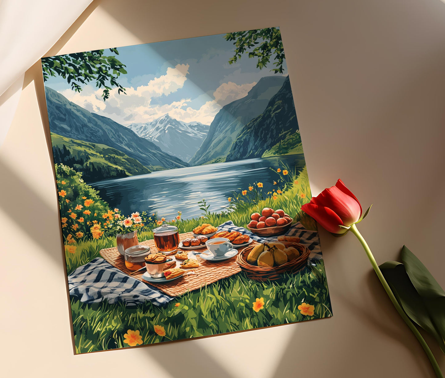 Affiche de Pique-Nique au Lac Zarivar – Décor Paysager du Kurdistan