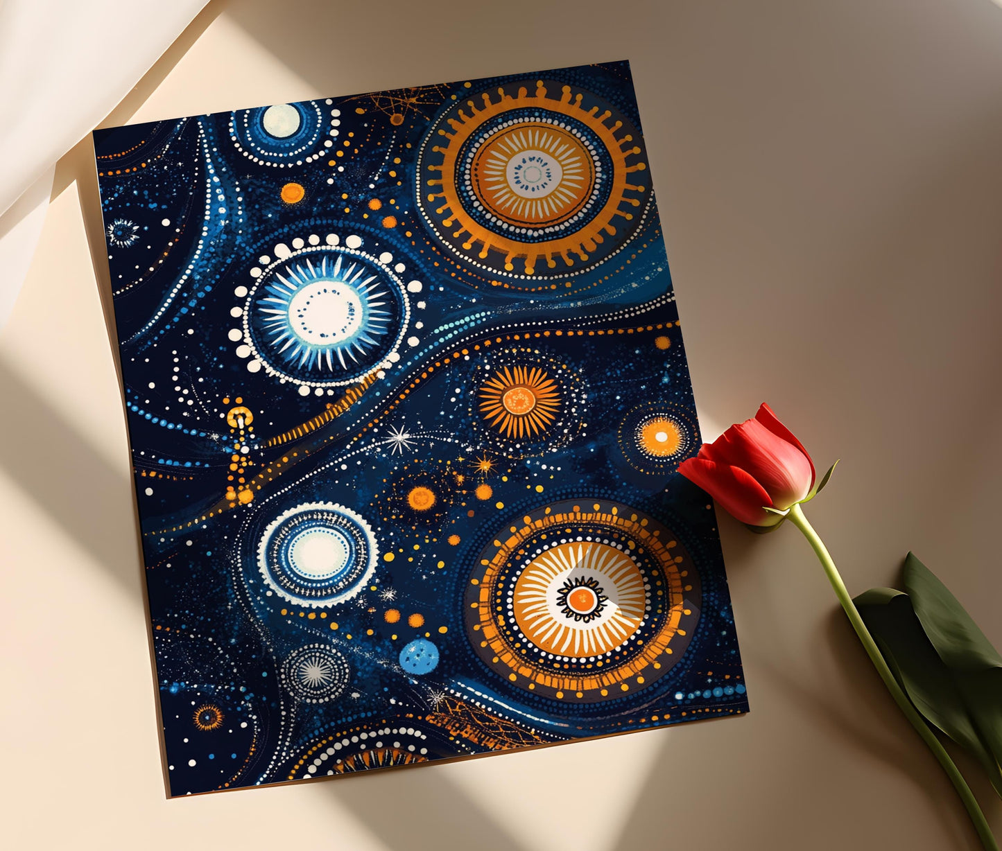 Affiche Nuit Étoilée Aborigène – Poster Peinture à Points Esprit Ancêtre