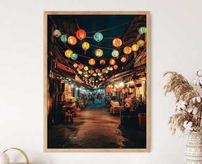 Affiche Jonker Street Malacca – Poster Marché de Nuit, Lanternes Colorées