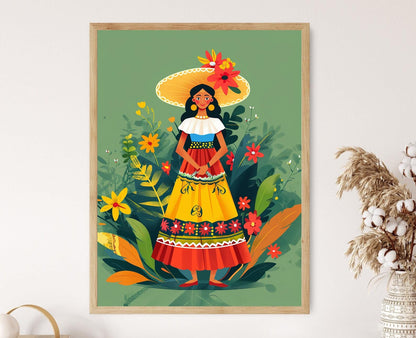 Affiche La Pollera Colora – Poster Imprimé Robe Traditionnelle Colombienne