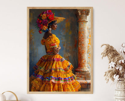 Affiche Palenquera Vibrante – Poster Illustration Afro-Colombienne