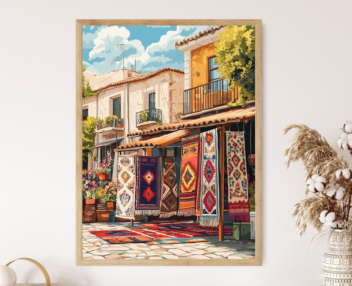 Affiche Tapis Libanais – Illustration du Marché des Textiles Artisanaux