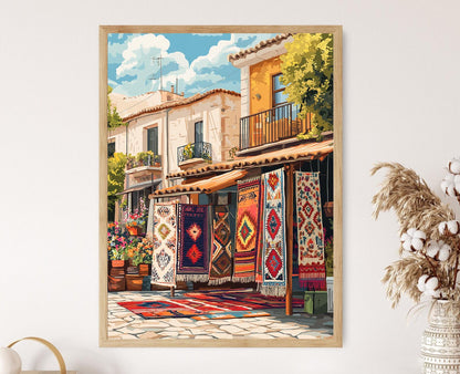 Affiche Tapis Libanais – Illustration du Marché des Textiles Artisanaux