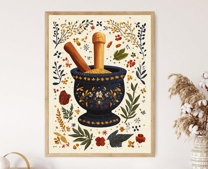 Affiche Mortier et Pilon Libanais – Art Culinaire Traditionnel