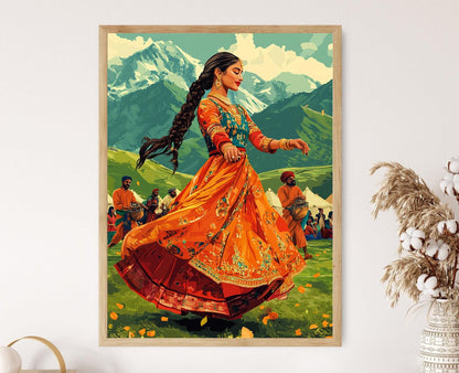 Affiche Art de la Danse Attan – Impression Traditionnelle Pashtoune
