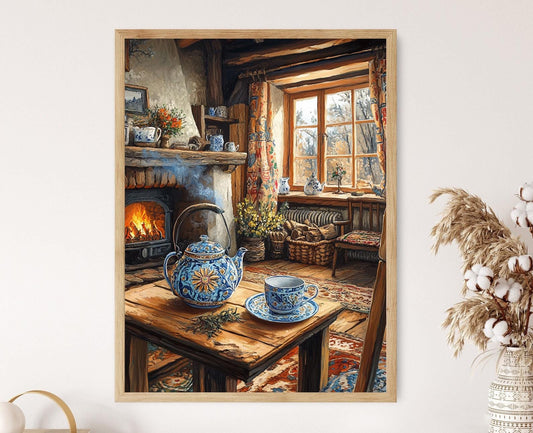 Affiche Ensemble de Thé Polonais – Poster Décor Cottage Écossais