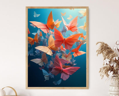 Affiche Papillon Origami – Impression Artisanal en Pliage Japonais
