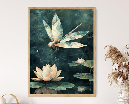 Affiche Libellule en Origami – Poster Art Nature Japonaise