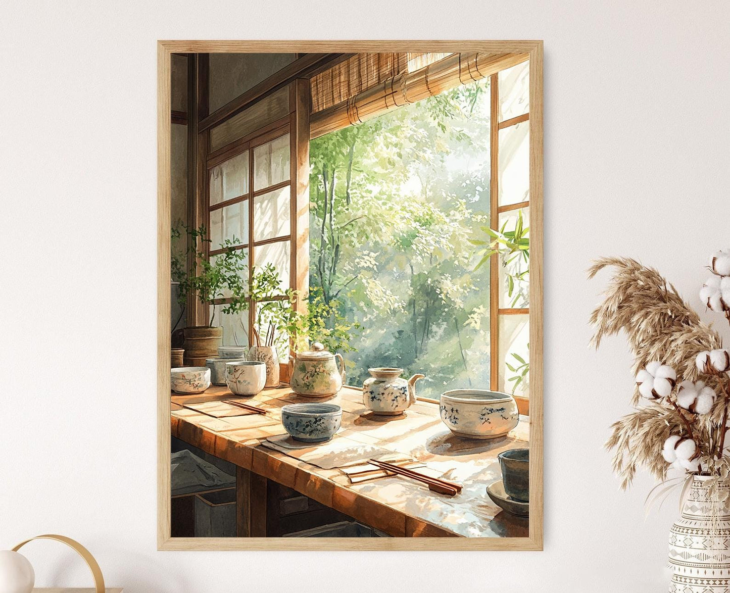 Affiche Cuisine Japonaise – Art Imprimé Ceramiques et Bambou