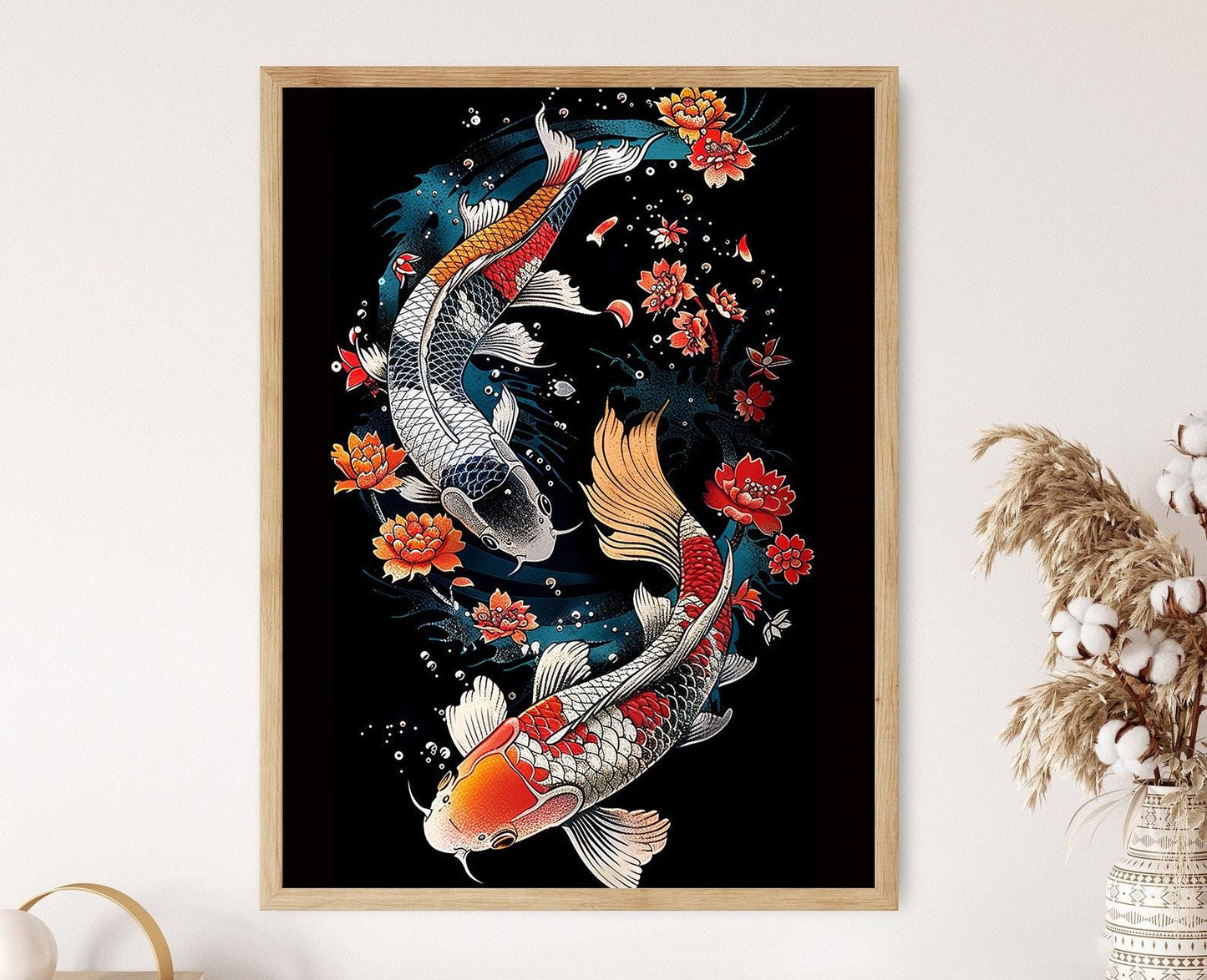 Affiche Poisson Koi – Impression sur Toile Aquarelle Japonaise Artisanale