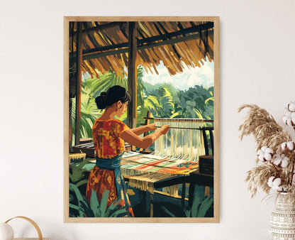 Affiche Art Tissée Filipine – Poster en Fibres d'Abaca Élégantes