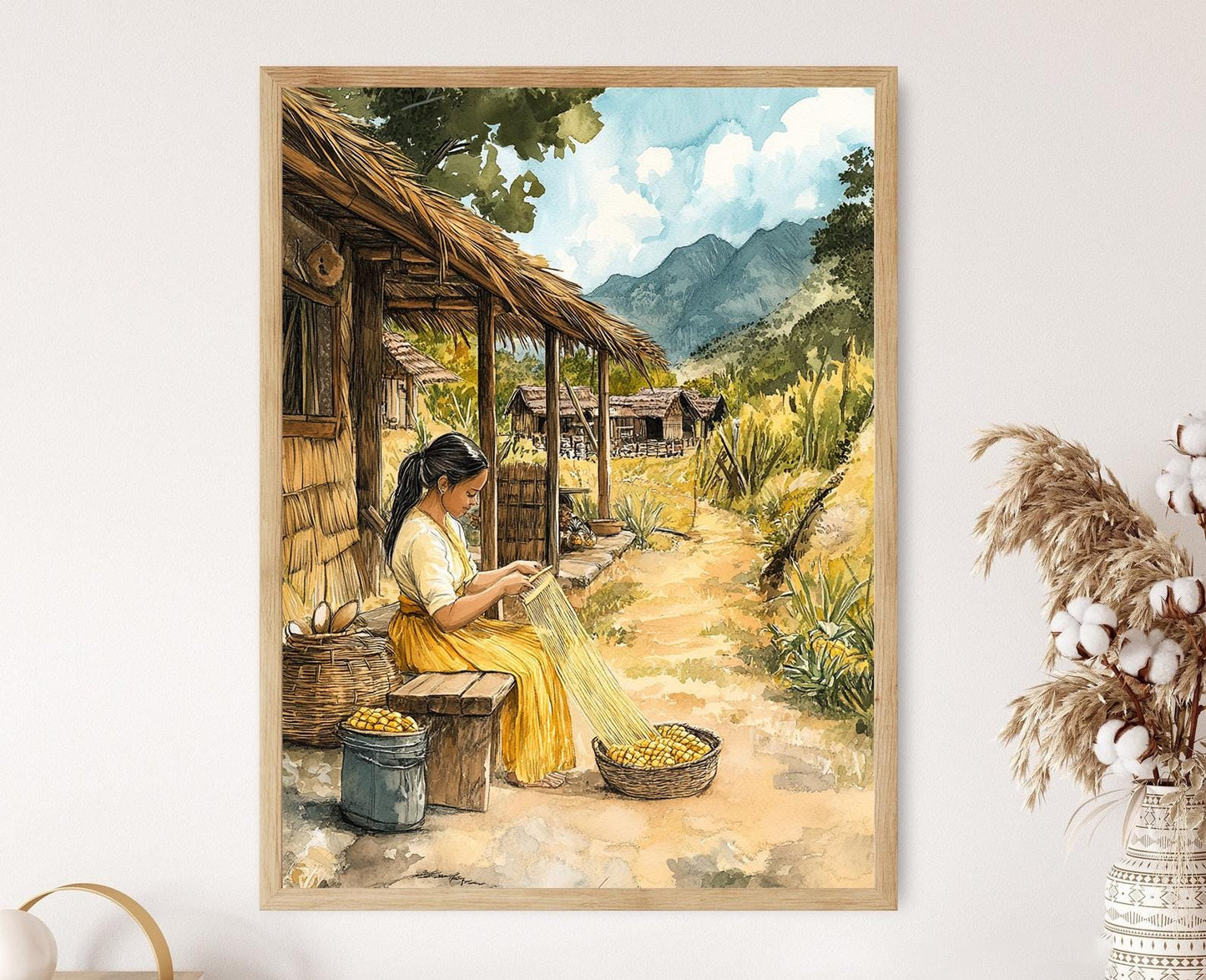 Affiche Art Tissage Piña – Poster Artisanat Traditionnel en Fibre de Pina