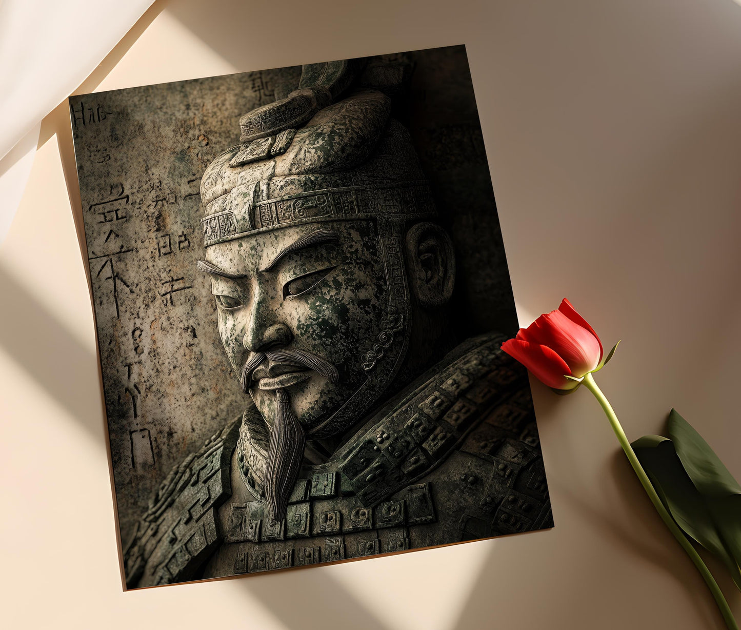 Affiche Guerrier en Terre Cuite – Art Ancien de la Dynastie Han