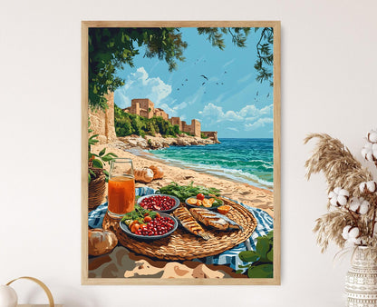 Affiche Pique-Nique Plage – Art Mur Méditerranéen du Liban