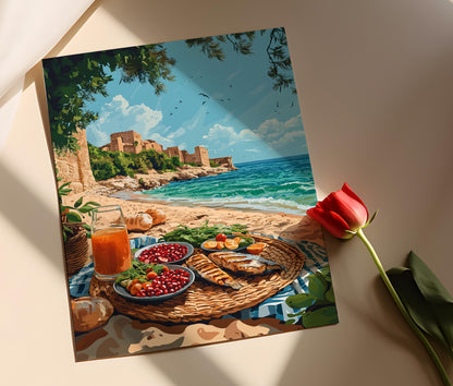 Affiche Pique-Nique Plage – Art Mur Méditerranéen du Liban