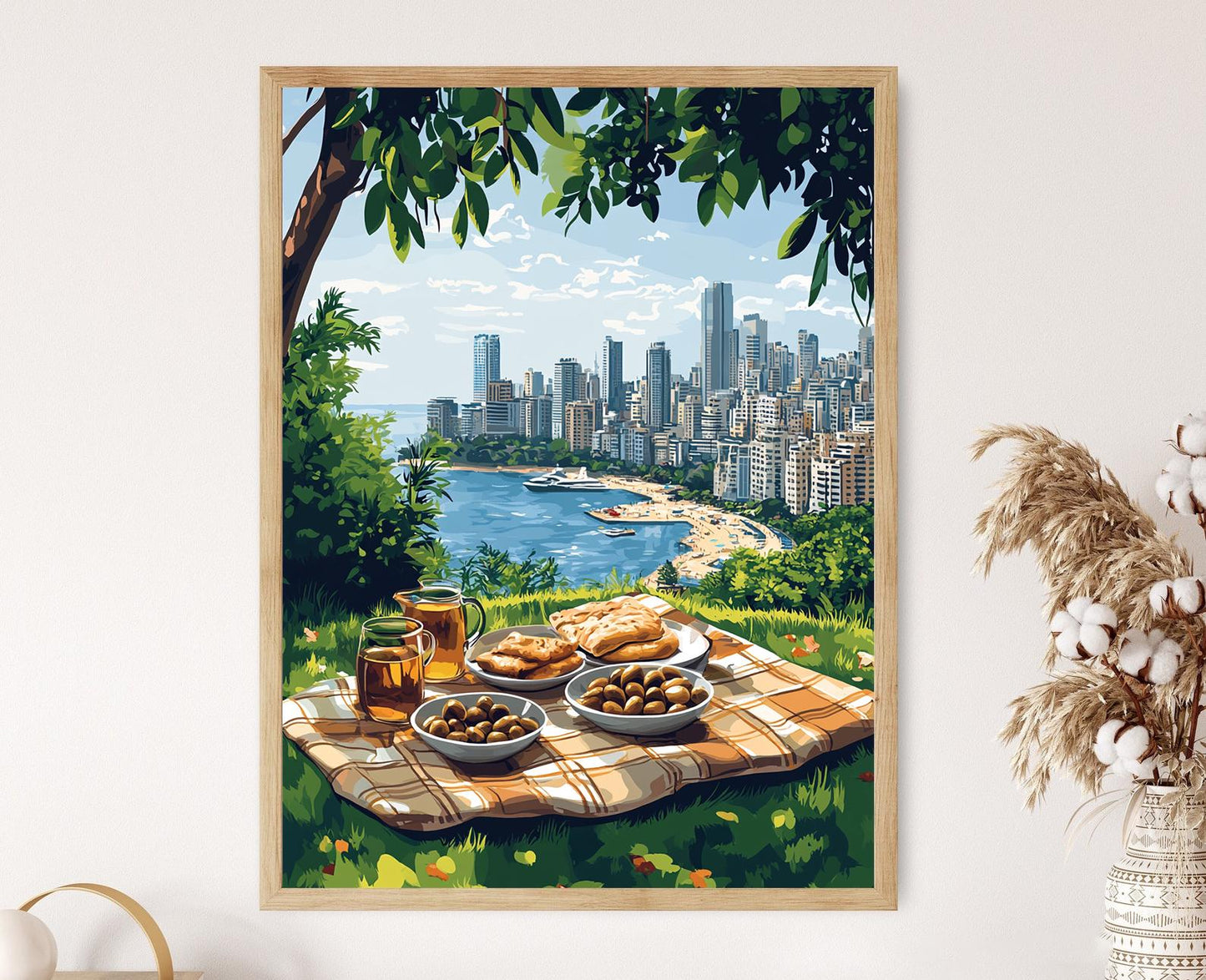 Affiche de pique-nique à Beyrouth – Art mural de la skyline libanaise