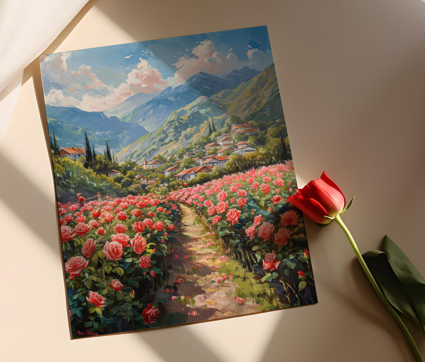 Affiche Vallée de Roses Bulgare – Impression d'Art des Cueilleurs de Roses