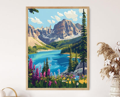 Affiche Parc National de Banff – Poster Paysage Montagnes Rocheuses & Lac Turquoise