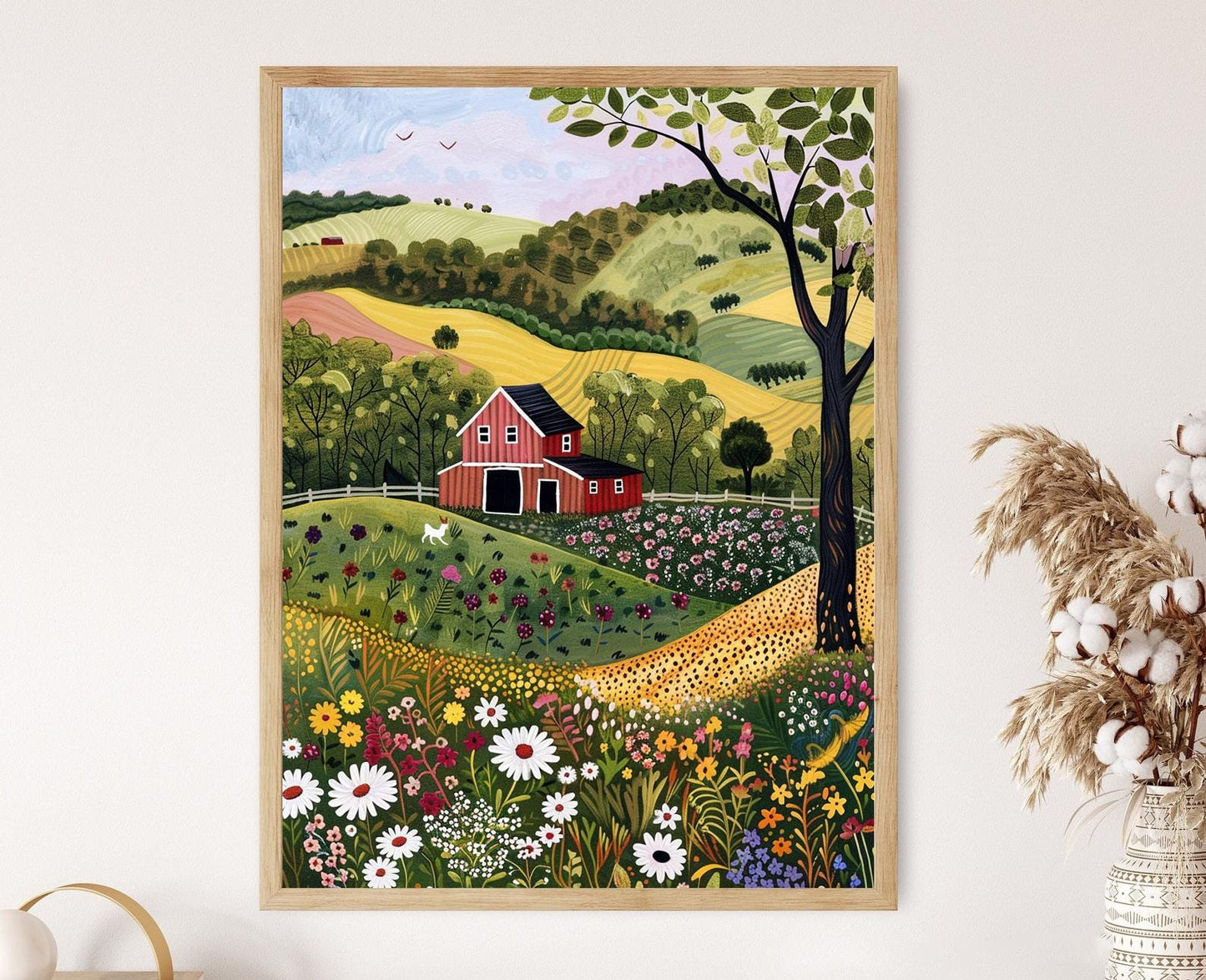 Affiche Art Populaire - Imprimé Charmant Inspiré de Grandma Moses