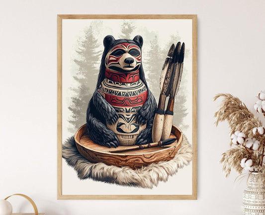 Affiche Ours Haida – Poster Art Tribal avec Décor Héritage Autochtone