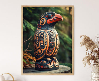 Affiche Totem Corbeau Haida – Poster Art Décor Autochtone Traditionnel